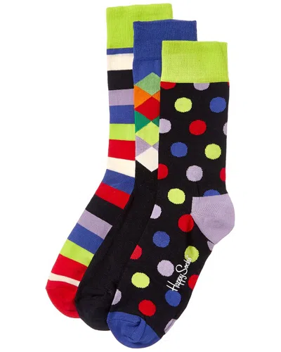 Happy Socks Big Dot 3-pack Gift Set In Black