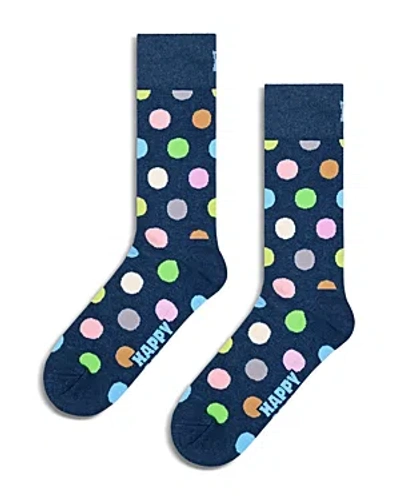 Happy Socks Big Dot Crew Socks, Pack Of 3 In Blue
