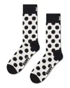 Happy Socks Big Dot Crew Socks In Black