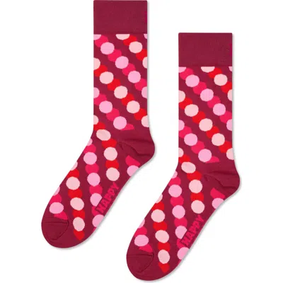 Happy Socks Big Dot Shade Cotton Blend Crew Socks In Red
