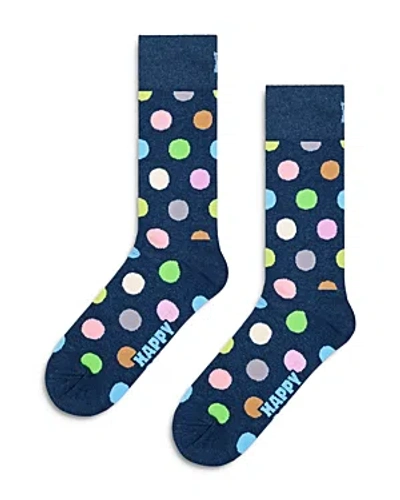 Happy Socks Big Dot Socks In Navy