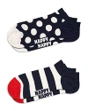 Happy Socks Big Dot Stripe Low Socks Set In Navy