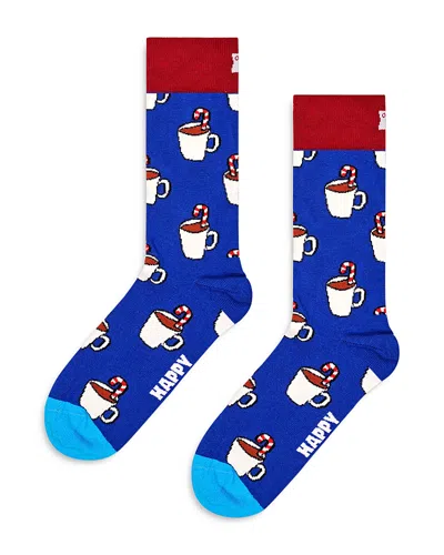 Happy Socks Candy Cane Cocoa Socks In Medium Blue
