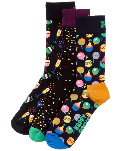 Happy Socks Celebrations Socks Gift Set In Black