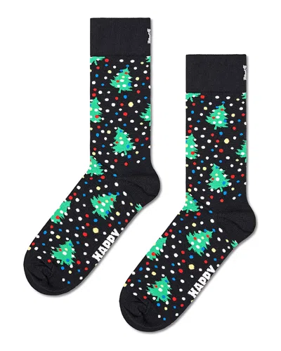Happy Socks Christmas Night Crew Socks In Black