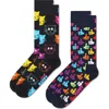 Happy Socks Classic Cotton Blend Crew Socks, Pack Of 2 In Black