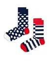 Happy Socks Classic Cotton Blend Crew Socks, Pack Of 2 In Navy