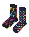 Happy Socks Classic Cotton Blend Crew Socks, Pack Of 2 In Black