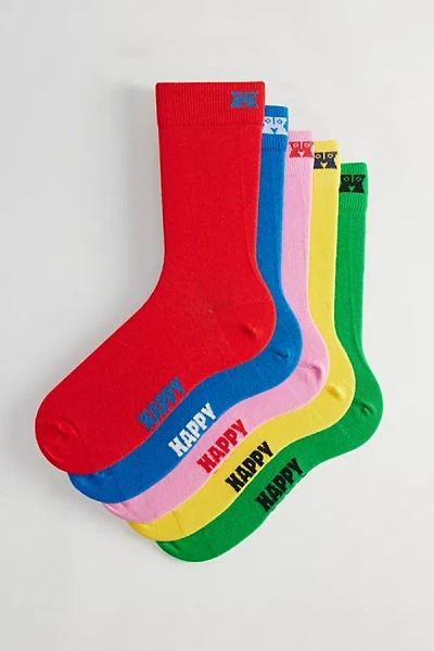 Happy Socks Cotton Crew Sock 5-pack, Men's At Urban Outfitters In Multicolor