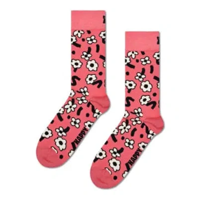 Happy Socks Dark Pink Dancing Flower Socks
