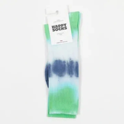 Happy Socks Dip Dye Trainer Socks In White, Green & Blue