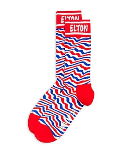 Happy Socks Elton John Striped Crew Socks In Red