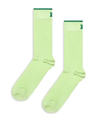 Happy Socks Extra Fine Styles Slinky Ribbed Shine Socks In Green