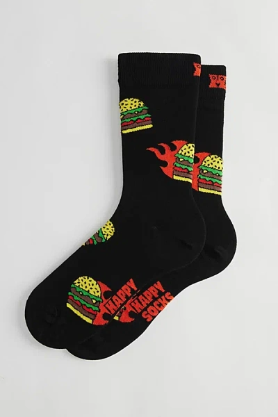 Happy Socks Flaming Burger Crew Sock In Black, Men's At Urban Outfitters