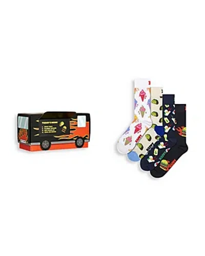 Happy Socks Assorted 3-pack Food Truck Crew Socks Gift Box In White