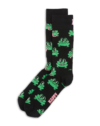 Happy Socks Frog Sock In Black & Green