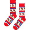 Happy Socks Gingerbread Stripe Cotton Blend Crew Socks In Red