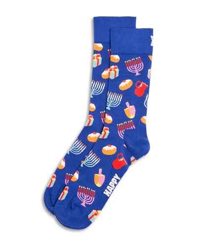 Happy Socks Hanukkah Crew Socks In Blue