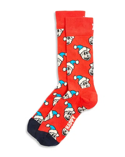 Happy Socks Holiday Doggo Crew Socks In Red