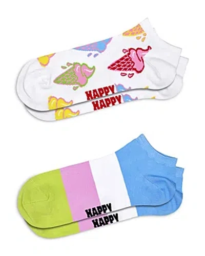 Happy Socks Ice Cream & Stripes Low Cut Socks, Pack Of 2 In Multi