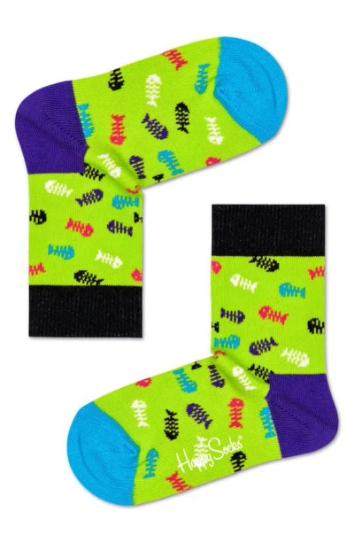 Happy Socks Kids' Assorted 4-pack Cats & Dogs Crew Socks In Green