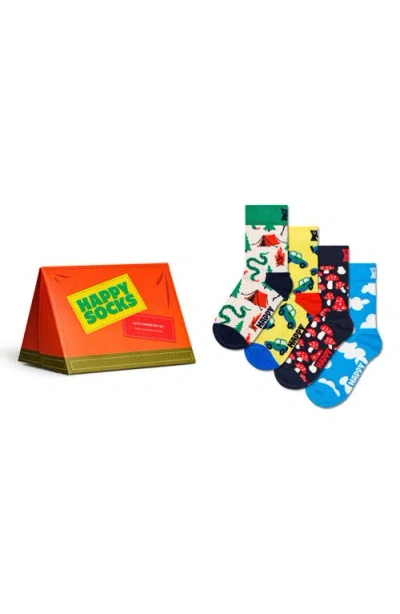 Happy Socks Kids' Assorted 4-pack Camper Crew Socks Gift Box In Multi