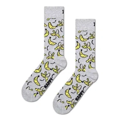 Happy Socks Light Grey Banana Socks In Gray
