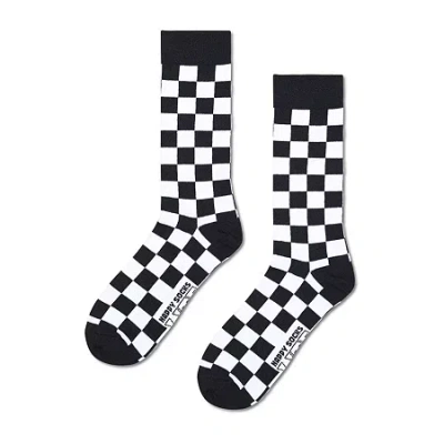 Happy Socks Lite Check Mens 1 Pair Crew Socks In Black