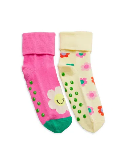 Happy Socks Kids' Little Girl's 2-pack Socks In Yellow