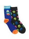 Happy Socks Little Kid's 2-pack Patterned Crew Socks In Black Multi