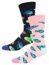 Happy Socks Men's 2-pack Crew Socks In Pink Multi