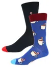 Happy Socks Men's 2-pack Pattern & Solid Socks Set In Blue