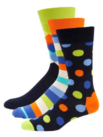 Happy Socks Men's 3-pack Patterned Crew Socks Gift Set In Multi