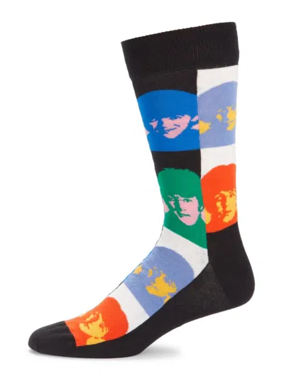 Happy Socks Men's Beatles All Together Now Crew Socks In Black