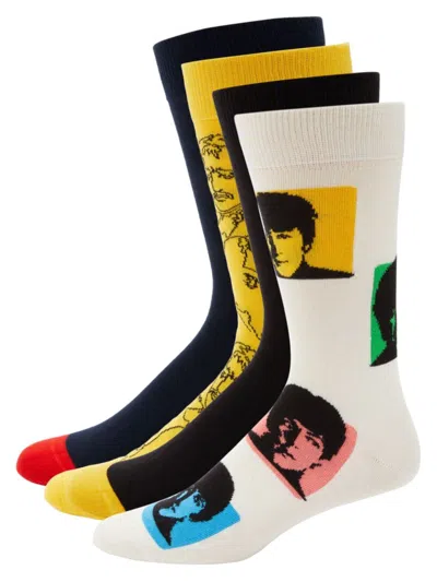 Happy Socks Babies' Men's The Beatles 4-pack Assorted Crew Socks Gift Set In Multi