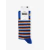 Happy Socks Mens Stripes Cotton-blend Crew Socks Blue In Blue