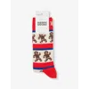 Happy Socks Gingerbread Stripe Cotton Blend Crew Socks In Red