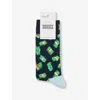 Happy Socks Mens  Money Stretch-cotton Blend Socks In Navy