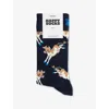 Happy Socks Mens Cow Crew-length Cotton-blend Socks Navy In Blue