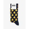 Happy Socks Mens Ducks Cotton-blend Crew Socks Navy In Blue