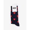 Happy Socks Mens Hearts Cotton-blend Crew Socks Navy In Multi