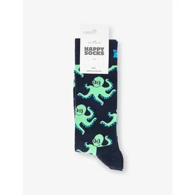 Happy Socks Mens Navy Octopus Cotton-blend Socks