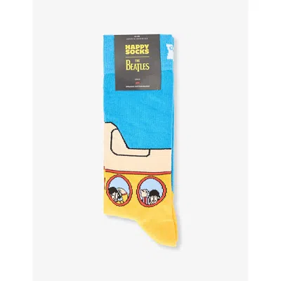Happy Socks Mens  Beatles Yellow Submarine Cotton-blend Socks In Pattern