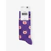 Happy Socks Mens Pigs Cotton-blend Crew Socks Purple In Purple