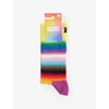 Happy Socks Mens Rainbow Cotton-blend Crew Socks Yellow In Multi