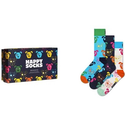 HAPPY SOCKS HAPPY SOCKS MIXED DOG 3-PACK COTTON BLEND CREW SOCKS GIFT SET