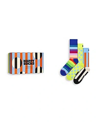 Happy Socks Multicolor Crew Socks Gift Set, Pack Of 3 In Blue