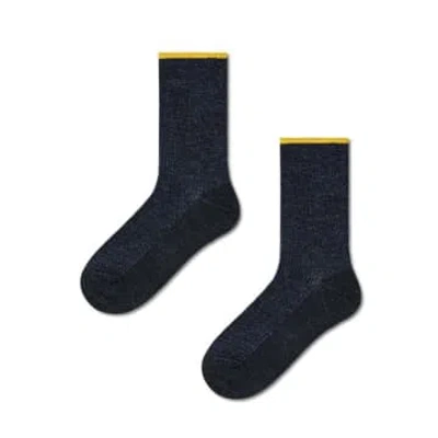 Happy Socks Navy Mariona Crew Socks In Blue