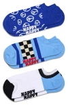 Happy Socks Peace Assorted 3-pack No-show Socks In Blue