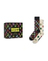 Happy Socks Assorted 2-pack Peace Crew Socks Gift Box In Black